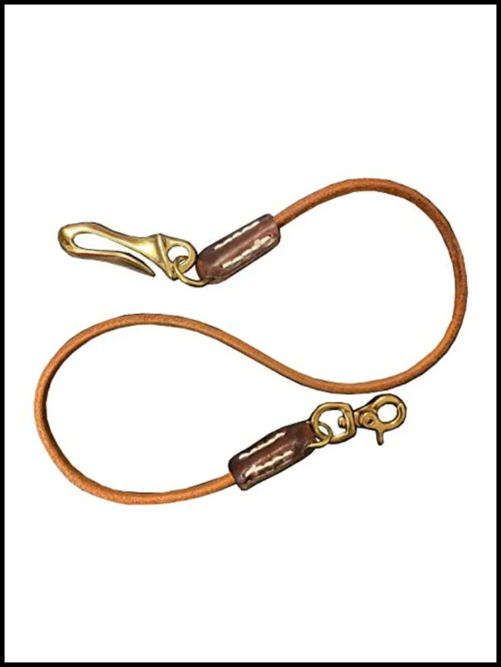 Genuine Leather Wallet Chain for Jeans with Solid Brass Clasp Biker Keychain